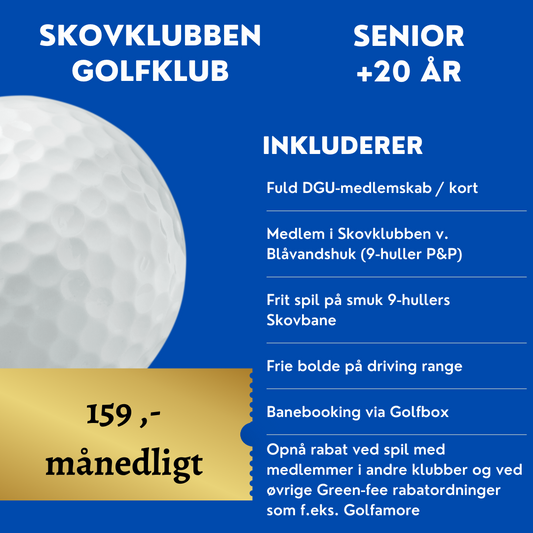 Senior medlemskab (>20 år) Månedlig Betaling
