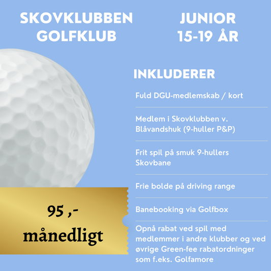 Junior Medlemskab (<20 år) Månedlig betaling